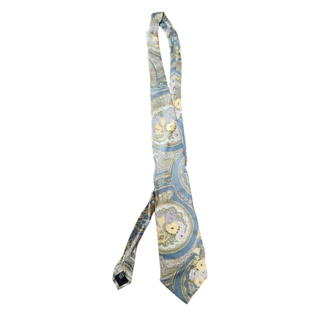 Karl Lagerfeld Brown Beige Floral all Silk Italian Made Floral Silk Tie